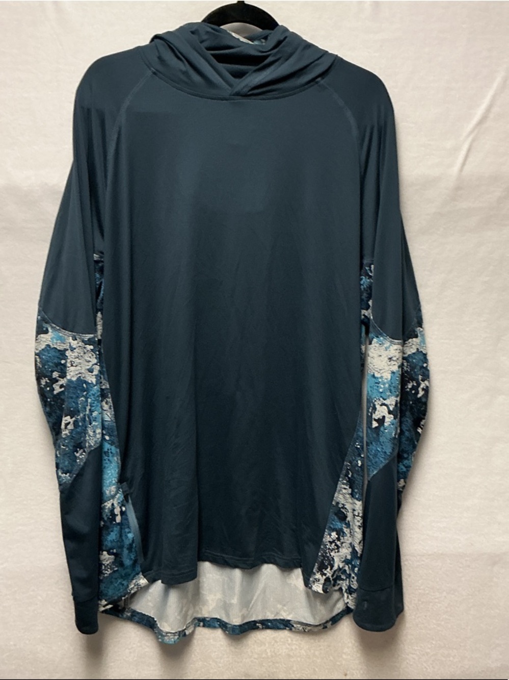 Men's Performance Hooded Long Sleeve Shirt - Deep Teal Sz XXL. A22